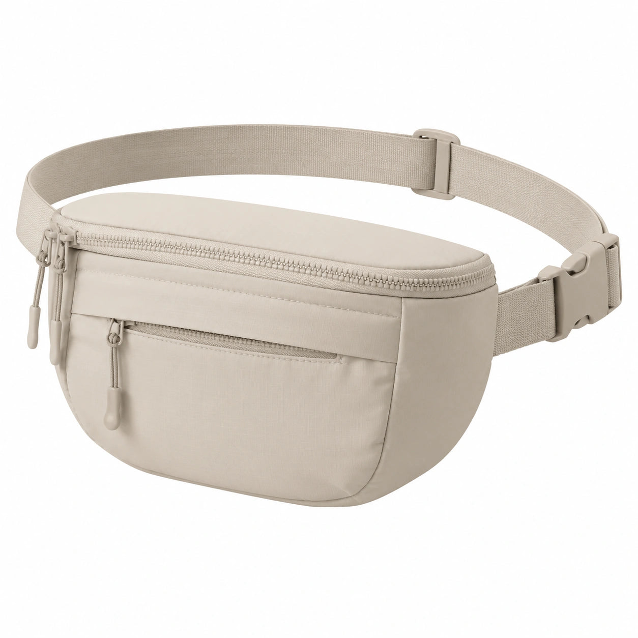 Gürteltasche 24 x 6 x 14 cm aus Synthetiktextil Beige verstellbar mit Reißverschluss