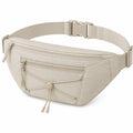 Hüfttasche 30 × 8 × 15 cm aus Textil in Beige mit verstellbarem Gurt und Reißverschlüssen