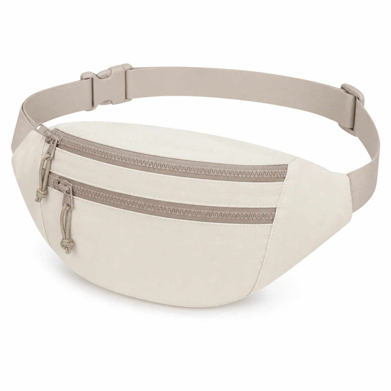 Hüfttasche 30 x 7 x 15 cm Textil Beige mit zwei Reißverschlussfächern