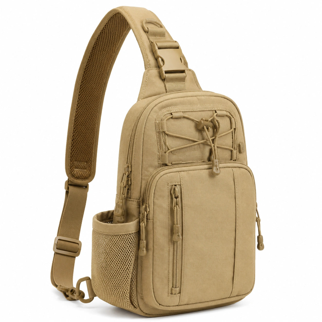 Umhängetasche 18 x 10 x 30 cm aus Polyester in Khaki mit Mehrfachfächern