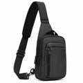 Umhängetasche 17 × 8 × 30 cm aus Polyester Schwarz mit mehreren Reißverschlussfächern