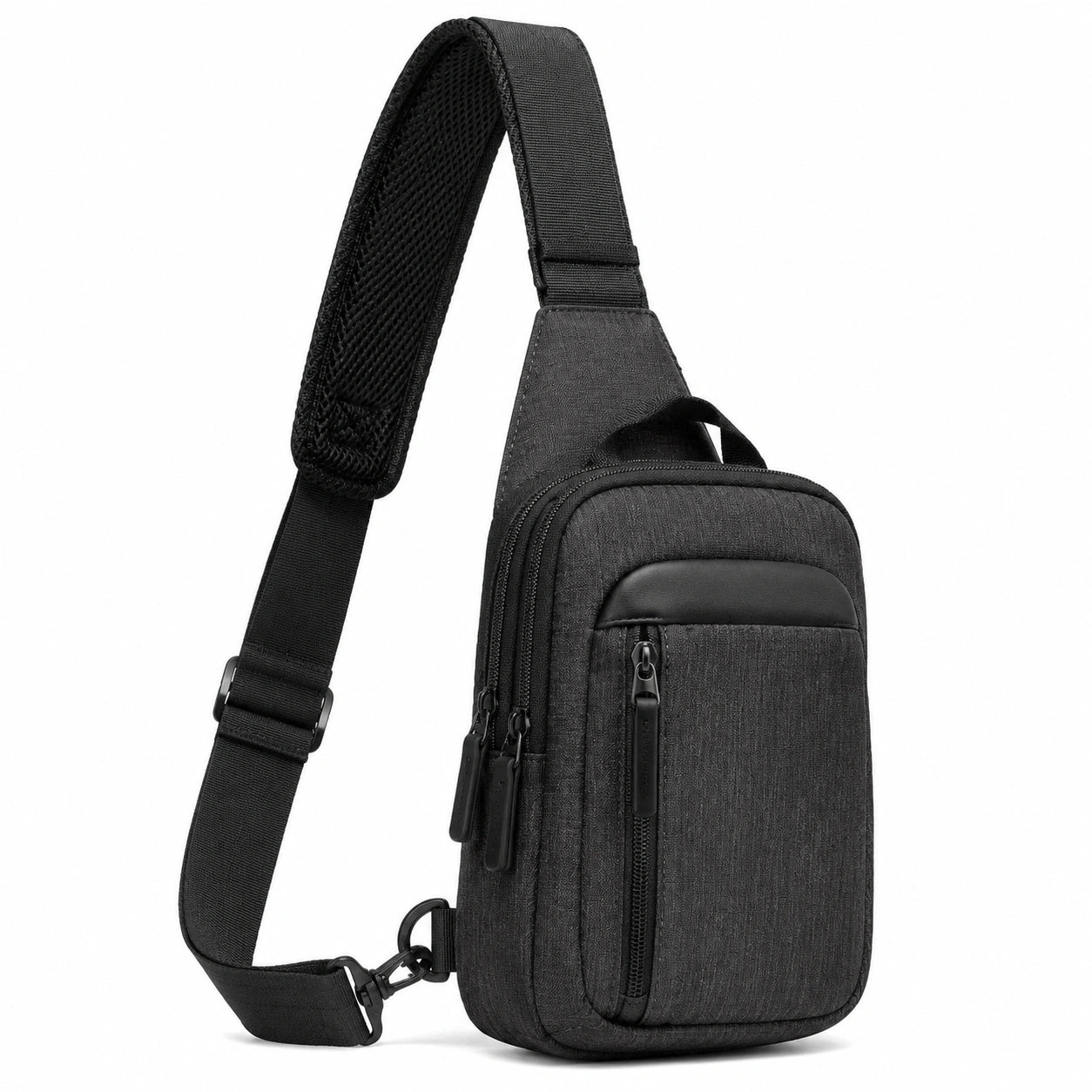 Umhängetasche 17 × 8 × 30 cm aus Polyester Schwarz mit mehreren Reißverschlussfächern
