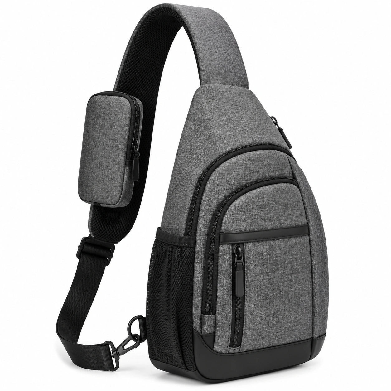 Sling-Rucksack 19 x 10 x 32 cm aus Textilgewebe Grau für Alltag mit Mehrfachfächern