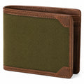 Herren Geldbörse 12 cm x 9 cm Textil und Kunstleder Olivgrün Braun - kompakt mit Kartenfächern