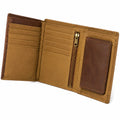 Herren Geldbörse 12 x 9 x 2 cm Textil Braun für Karten und Bargeld mit Reißverschluss