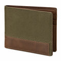 Unisex Geldbörse 12 x 9.5 x 2 cm Textil und Lederoptik Grün Braun Faltformat