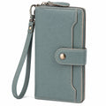 Damen Geldbörse 20×10×3 cm aus Kunstleder Blau mit Reißverschluss und Handschlaufe