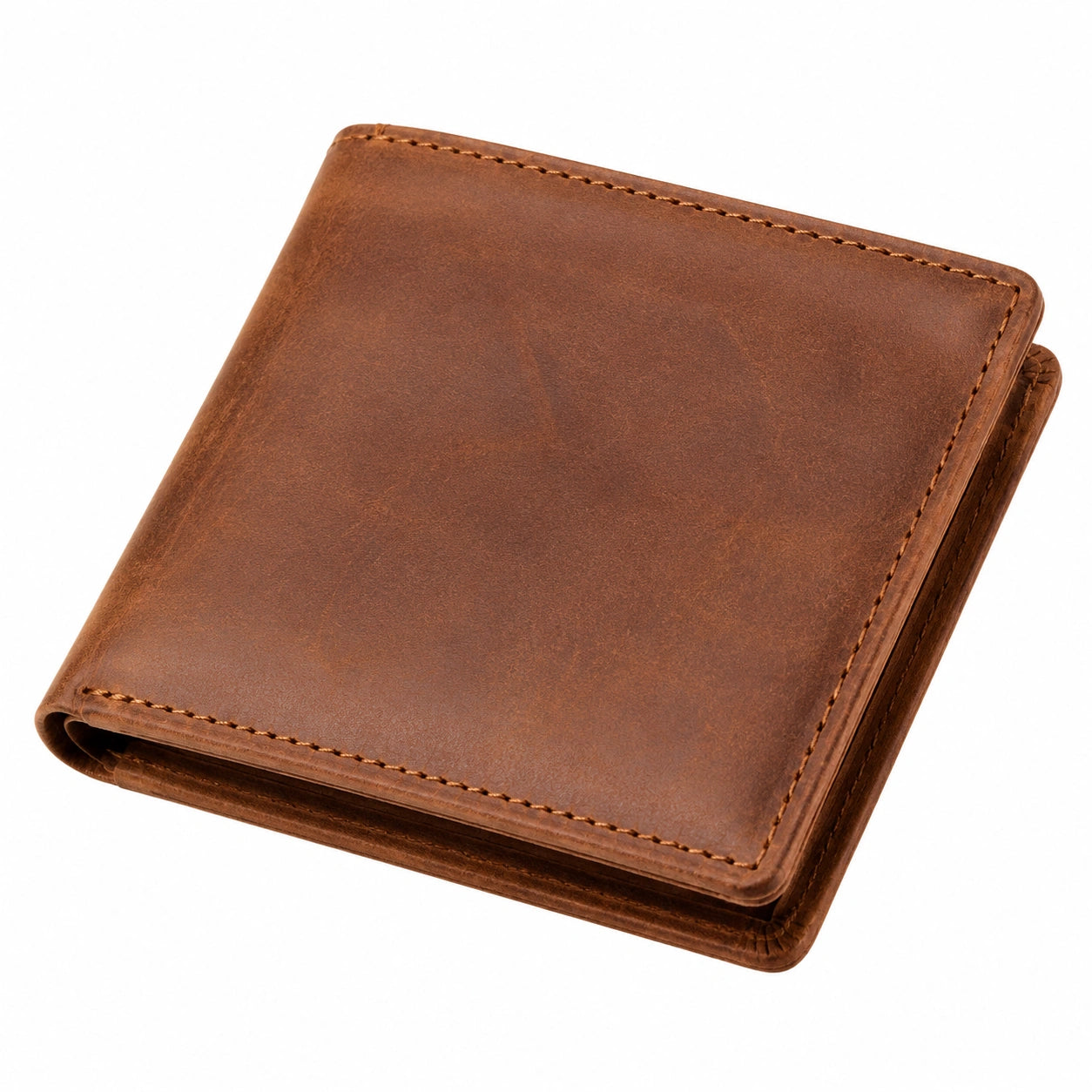 Geldbörse 12 x 9.5 x 2 cm aus braunem Leder im klassischen Klappdesign