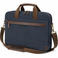Laptoptasche 42 x 10 x 32 cm Textil dunkelblau braun mit Schultergurt