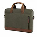 Laptoptasche 15.6 Zoll Kunstleder und Textil Olivgrün Braun mit Reißverschluss