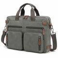 Laptoptasche 40 x 10 x 30 cm aus Kunstleder Grau mit Schultergurt und Mehrfachfächern