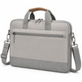 Laptoptasche 40 x 30 x 8 cm aus Textil Grau Braun mit Schultergurt