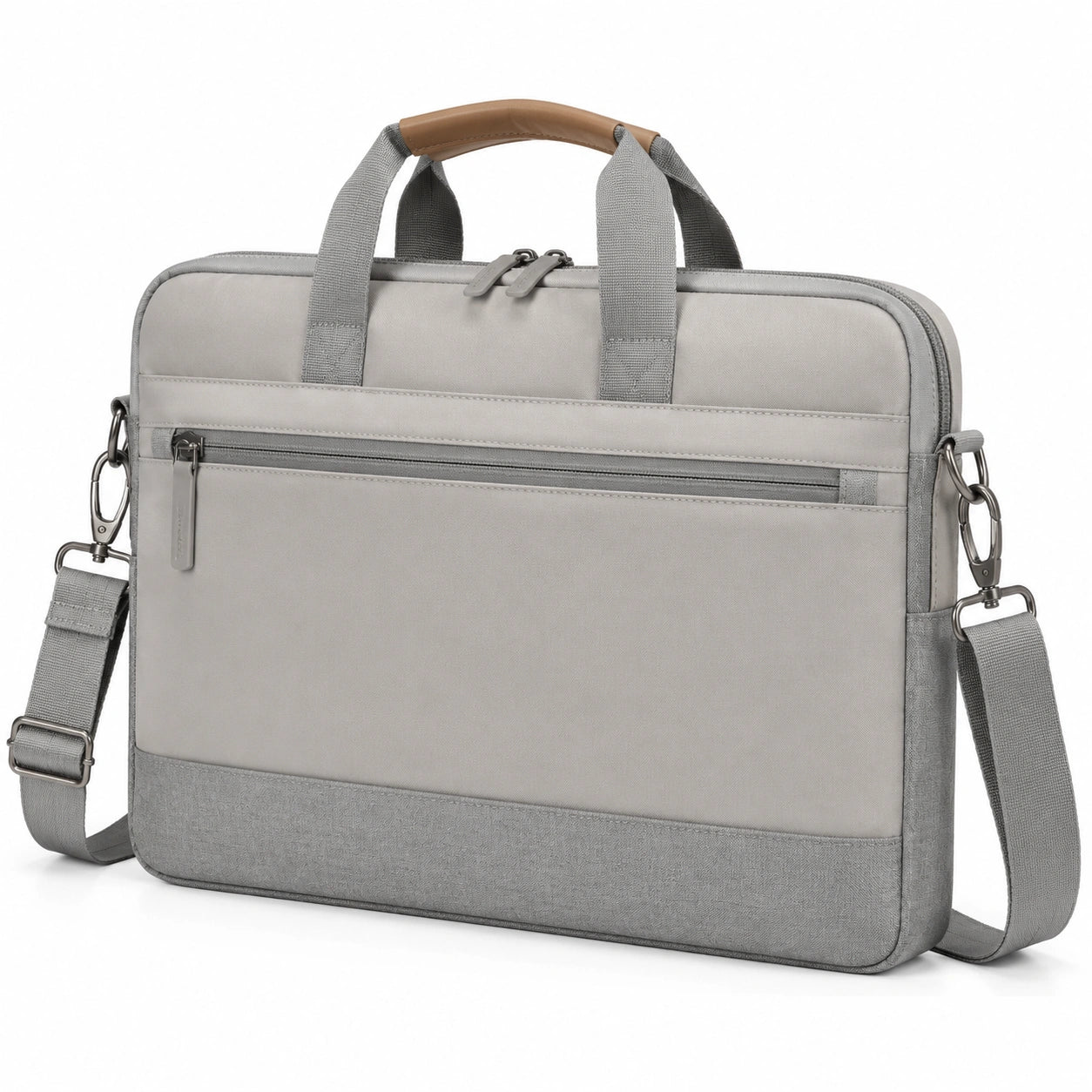 Laptoptasche 40 x 30 x 8 cm aus Textil Grau Braun mit Schultergurt