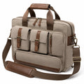 Aktentasche 42 x 12 x 32 cm aus Textil in Beige Braun mit Schultergurt und Mehrfachfächern