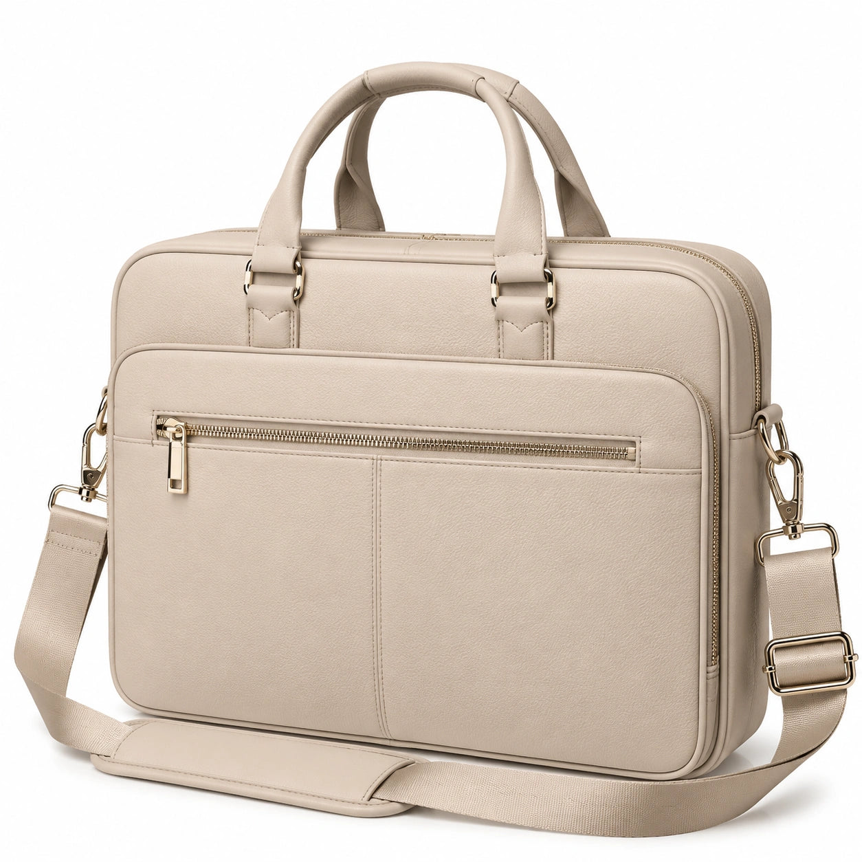 Laptoptasche 40 x 8 x 30 cm Kunstleder Beige für Büro mit Schultergurt
