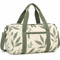 Reisetasche 45 x 22 x 28 cm aus Textil in Cremegrün mit Blättermuster und Schultergurt
