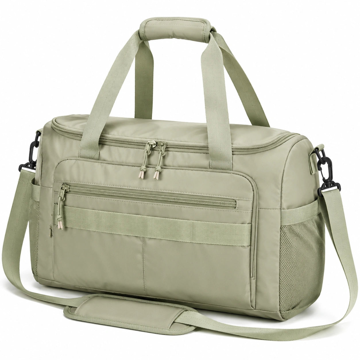 Reisetasche 45 x 25 x 30 cm aus Polyester in Salbeigrün mit Schultergurt und mehreren Fächern