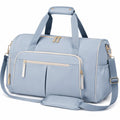 Reisetasche 45 cm x 25 cm x 30 cm aus Textil in Hellblau mit Schultergurt und mehreren Fächern
