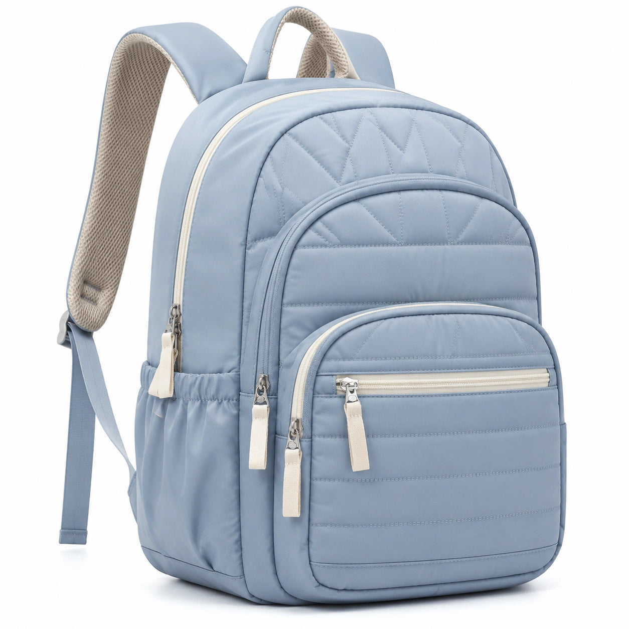 Rucksack 30 x 16 x 40 cm aus Textil in Hellblau mit Reißverschlussfächern