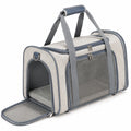 Haustier-Transporttasche 50 x 30 x 32 cm Textilgewebe Beige Grau mit Netzfenstern
