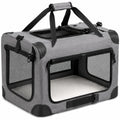 Haustier Transportbox 60 × 42 × 42 cm aus Textilgewebe in Grau Schwarz faltbar mit Netzfenstern