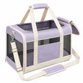 Haustiertragetasche 45 x 28 x 30 cm Textil Lavendel mit Netzfenstern für Katzen und kleine Hunde
