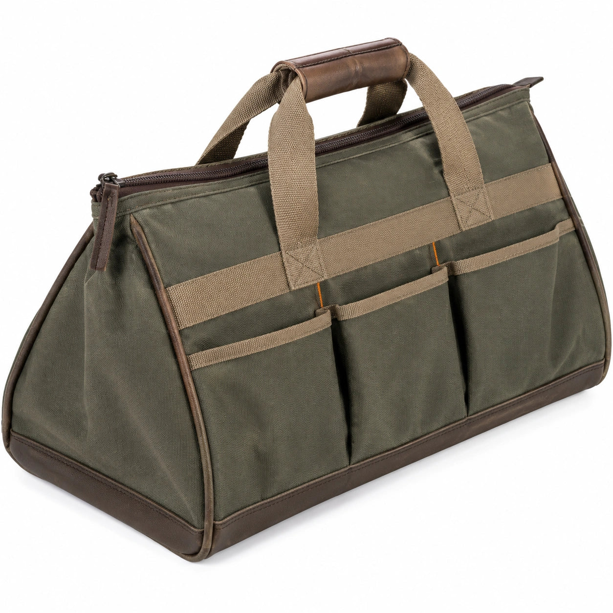 Werkzeugtasche 45 x 20 x 30 cm Textil Olivgrün mit Reißverschluss und Außentaschen