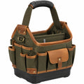 Werkzeugtasche 40 x 24 x 35 cm aus Textilgewebe olivbraun mit Kunststoffboden und Außentaschen